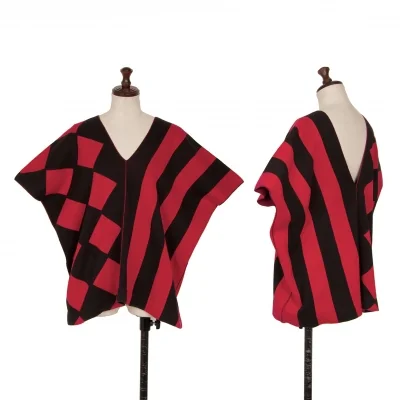 ISSEY MIYAKE Cotton Rib Half Switching Square Silhouette Top