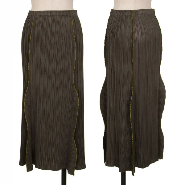 PLEATS PLEASE Piping Switching Pleated Skirt Khaki-green 3 K-127812_001
