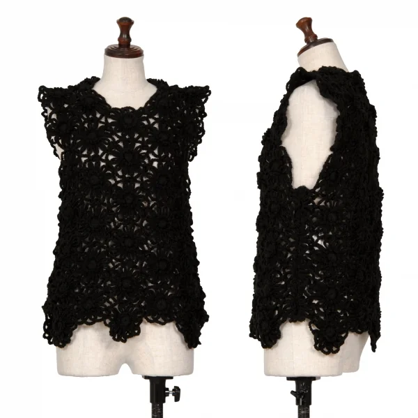 COMME des GARCONS Floral Crochet Knit Vest Black S K-127828_001
