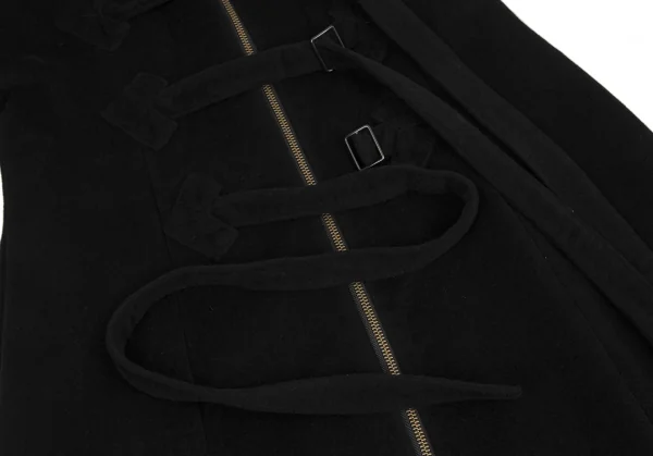 ジャンポールゴルチエファムJean Paul GAULTIER FEMME アンゴラウールベルトダブルジップアップロングコート 黒42 K-127865_011