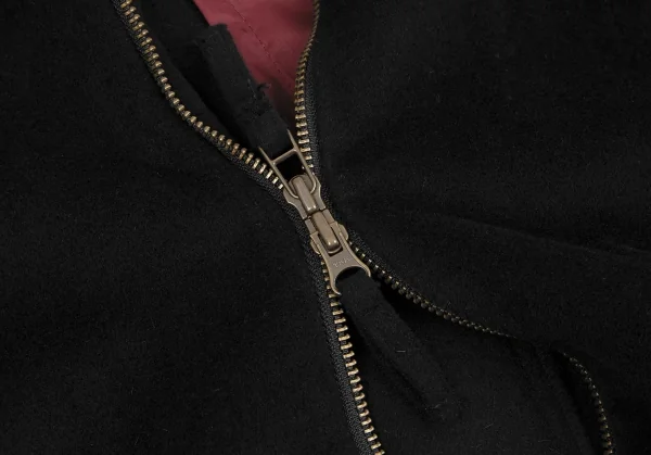 ジャンポールゴルチエファムJean Paul GAULTIER FEMME アンゴラウールベルトダブルジップアップロングコート 黒42 K-127865_012