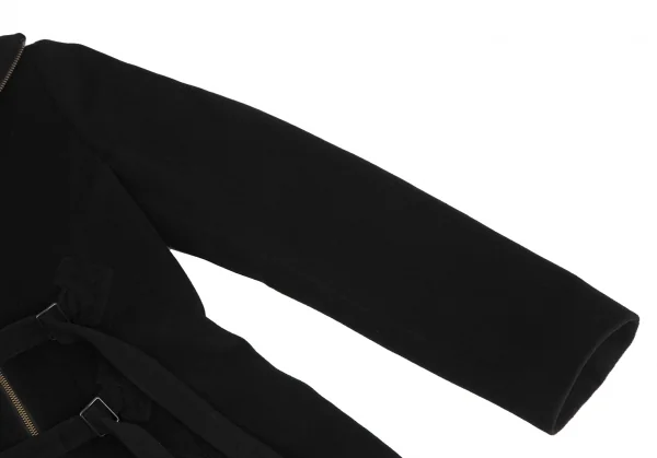 ジャンポールゴルチエファムJean Paul GAULTIER FEMME アンゴラウールベルトダブルジップアップロングコート 黒42 K-127865_005