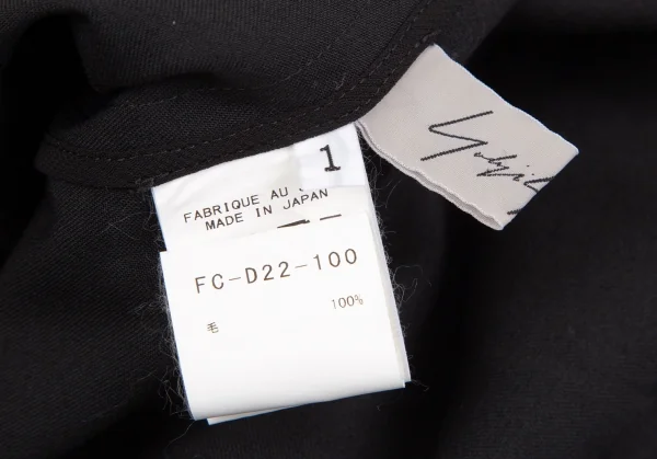 ヨウジヤマモト ファムYohji Yamamoto FEMME ウールギャバロープ留めデザインワンピース 黒1 K-127875_014
