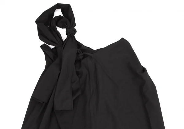 ヨウジヤマモト ファムYohji Yamamoto FEMME ウールギャバロープ留めデザインワンピース 黒1 K-127875_008