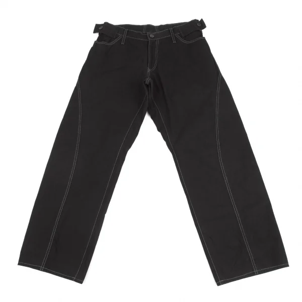 ヨウジヤマモト ファムYohji Yamamoto FEMME コットン変形ポケットデザインステッチワークパンツ 黒1 K-127877_001