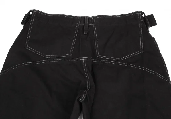 ヨウジヤマモト ファムYohji Yamamoto FEMME コットン変形ポケットデザインステッチワークパンツ 黒1 K-127877_011