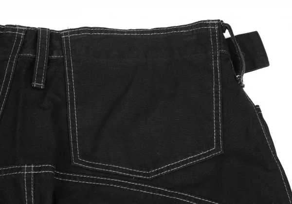 ヨウジヤマモト ファムYohji Yamamoto FEMME コットン変形ポケットデザインステッチワークパンツ 黒1 K-127877_012