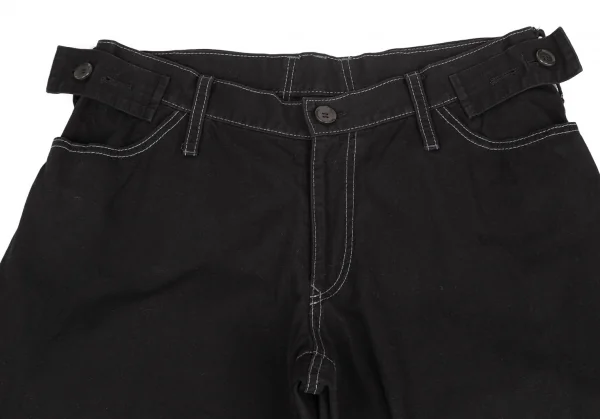 ヨウジヤマモト ファムYohji Yamamoto FEMME コットン変形ポケットデザインステッチワークパンツ 黒1 K-127877_002