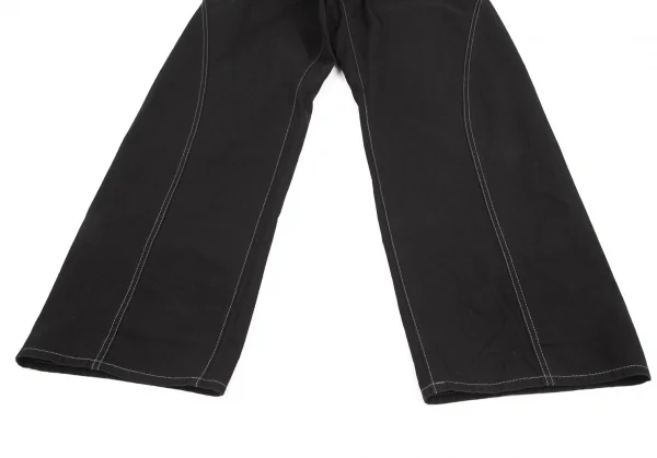 ヨウジヤマモト ファムYohji Yamamoto FEMME コットン変形ポケットデザインステッチワークパンツ 黒1 K-127877_007