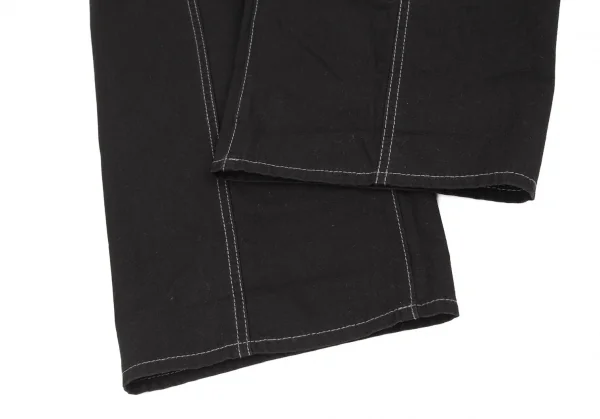 ヨウジヤマモト ファムYohji Yamamoto FEMME コットン変形ポケットデザインステッチワークパンツ 黒1 K-127877_008