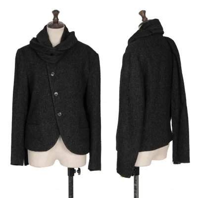 ヨウジヤマモト ノアールYohji Yamamoto NOIR ウールシルクマフラーカラー２wayジャケット