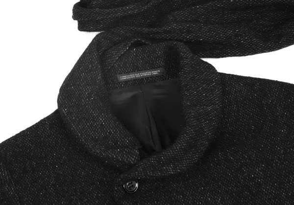 ヨウジヤマモト ノアールYohji Yamamoto NOIR ウールシルクマフラーカラー２wayジャケット 黒1 K-127880_005