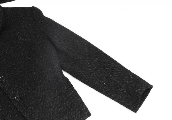 ヨウジヤマモト ノアールYohji Yamamoto NOIR ウールシルクマフラーカラー２wayジャケット 黒1 K-127880_007