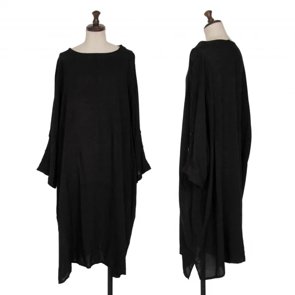 ヨウジヤマモト ノアールYohji Yamamoto NOIR テンセルドルマンスリーブポンチョワンピース 黒1 K-127888_001