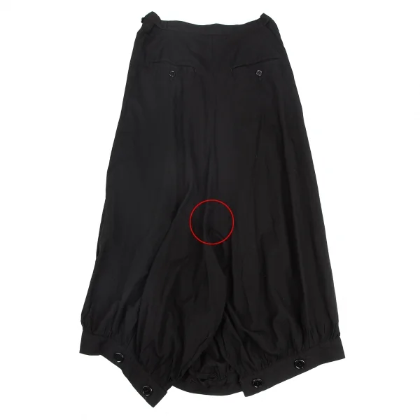 ヨウジヤマモト ノアールYohji Yamamoto NOIR コットン裾ボタンフロントジッパー2wayパンツスカート 黒1 K-127891_013