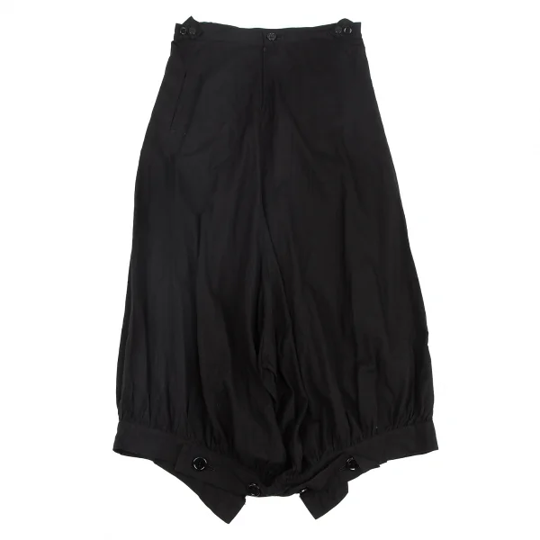 ヨウジヤマモト ノアールYohji Yamamoto NOIR コットン裾ボタンフロントジッパー2wayパンツスカート 黒1 K-127891_002