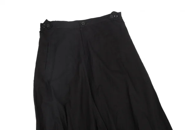 ヨウジヤマモト ノアールYohji Yamamoto NOIR コットン裾ボタンフロントジッパー2wayパンツスカート 黒1 K-127891_003