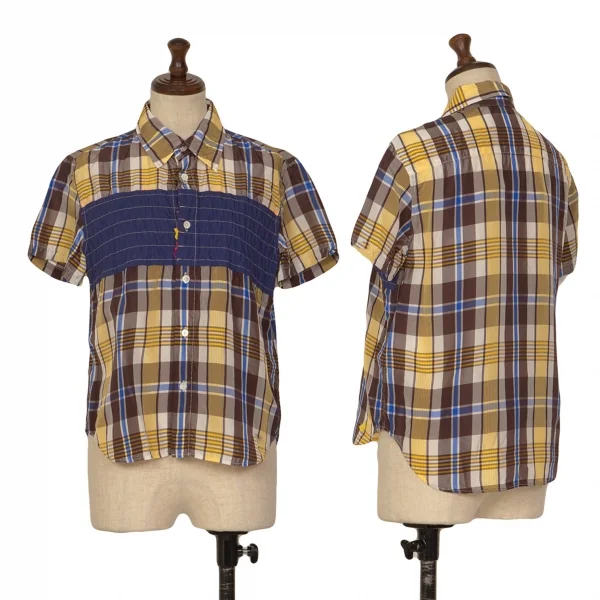 tricot COMME des GARCONS Frill Switching Short Sleeve Shirt Blue,Yellow M K-127934_001