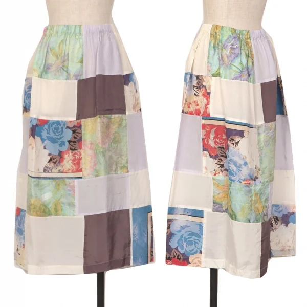 tricot COMME des GARCONS Flower Printed Patchwork Skirt Multi-Color S-M K-127938_001