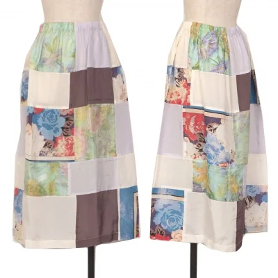 tricot COMME des GARCONS Flower Printed Patchwork Skirt