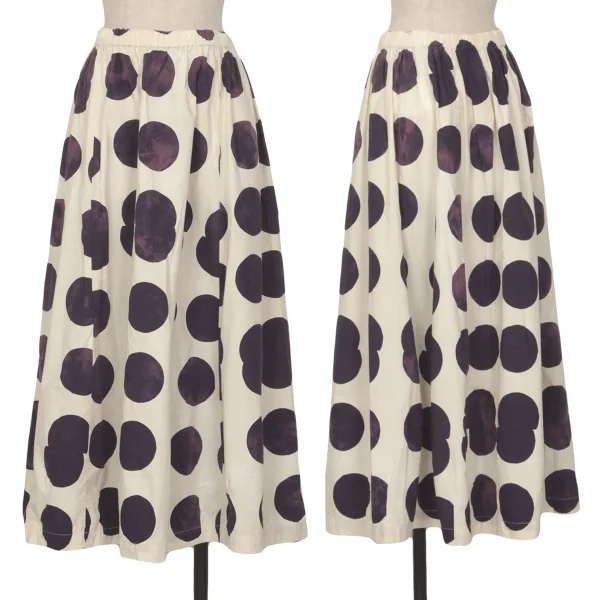 COMME des GARCONS Bleached Dot Print Skirt Ivory,Purple S K-127946_001