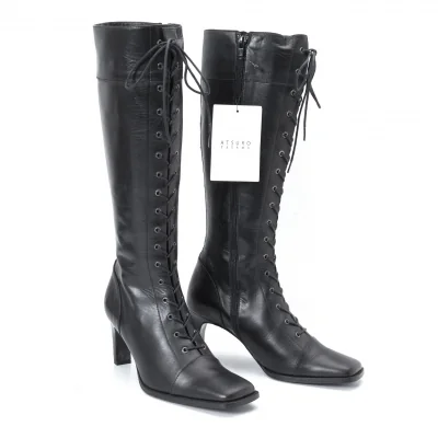 ATSURO TAYAMA Side Zip Lace-up Leather Long Boots