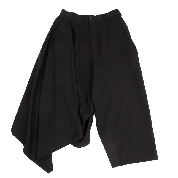 Yohji Yamamoto POUR HOMME Asymmetry Dropped Crotch Pants Black 2 K-127961_001