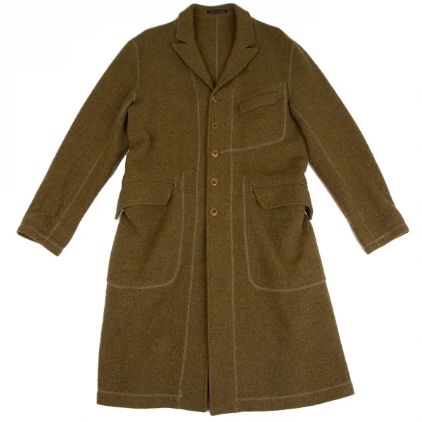 Yohji Yamamoto POUR HOMME Wool Pocket Design Long Coat Khaki-green 2 K-127964_001