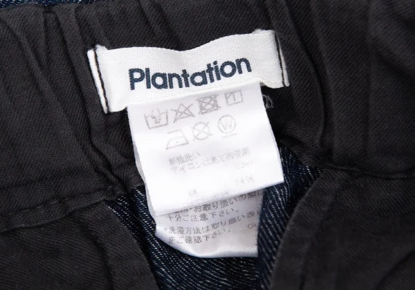 プランテーションPlantation ペーパー混ウォッシュドコットンデニムワイドパンツ インディゴS K-127986_011