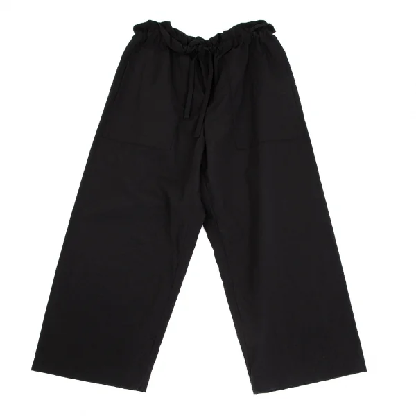 イッセイミヤケ ミーISSEY MIYAKE me ナイロンウエスト絞りワイドパンツ 黒F K-127994_001