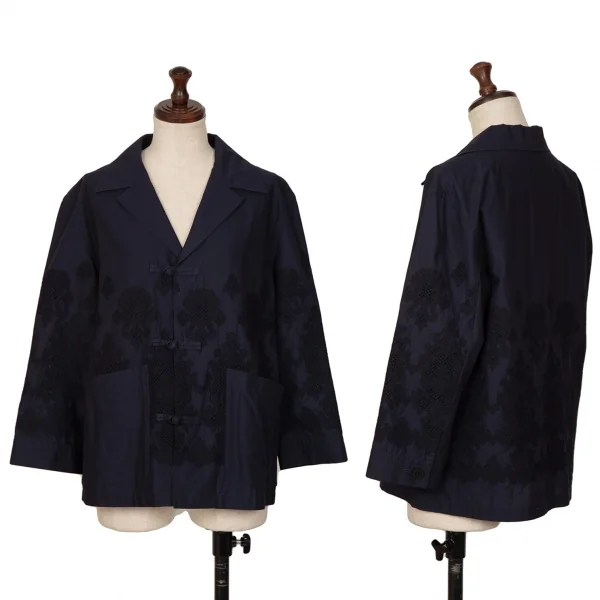 Y's Lace Embroidery Shirt Jacket Navy 2 K-127999_001