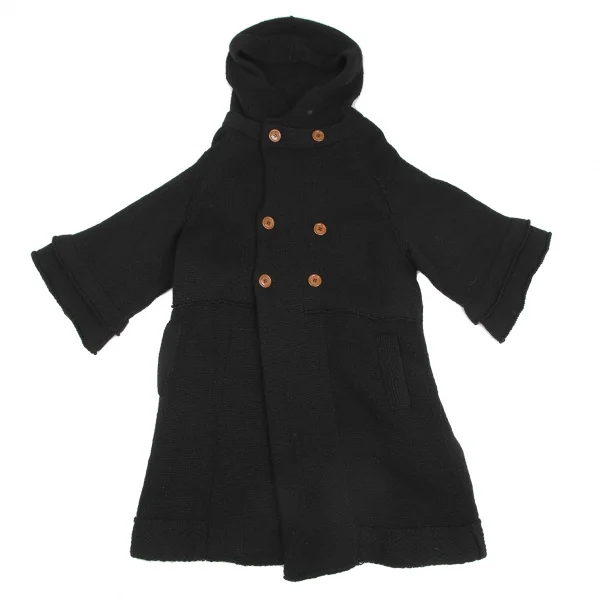 Y's Wool Low Gauge Hooded Double  Knit Coat K-128005_002