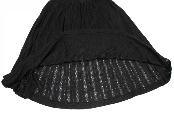 Y's Poly Linen Needle Cut Striped Gathers Skirt K-128007_010