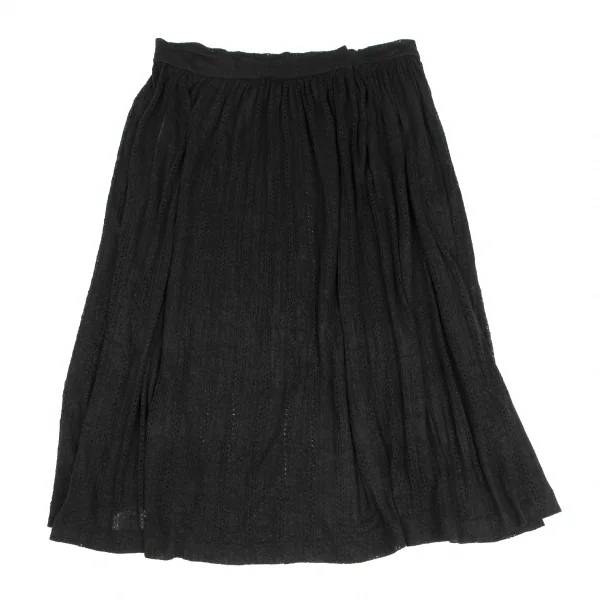Y's Poly Linen Needle Cut Striped Gathers Skirt K-128007_011