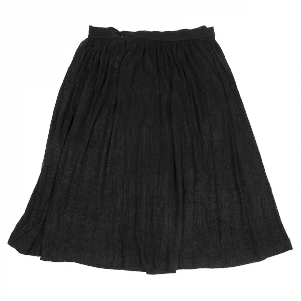 Y's Poly Linen Needle Cut Striped Gathers Skirt K-128007_002