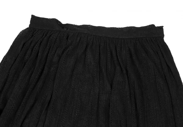 Y's Poly Linen Needle Cut Striped Gathers Skirt K-128007_003