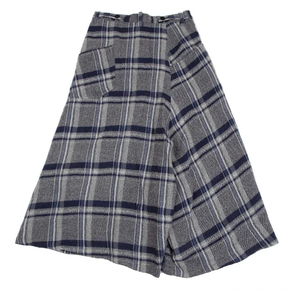 Y's Check Wool Asymmetry Dropped Crotch Pants K-128014_011