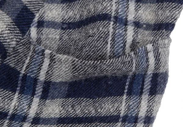 Y's Check Wool Asymmetry Dropped Crotch Pants K-128014_014