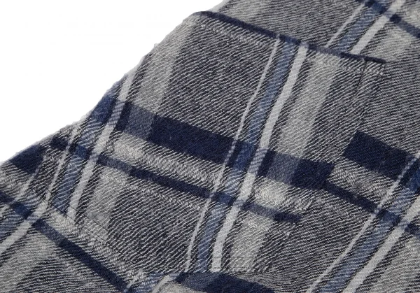 Y's Check Wool Asymmetry Dropped Crotch Pants K-128014_015