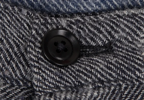 Y's Check Wool Asymmetry Dropped Crotch Pants K-128014_004