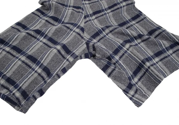 Y's Check Wool Asymmetry Dropped Crotch Pants K-128014_009