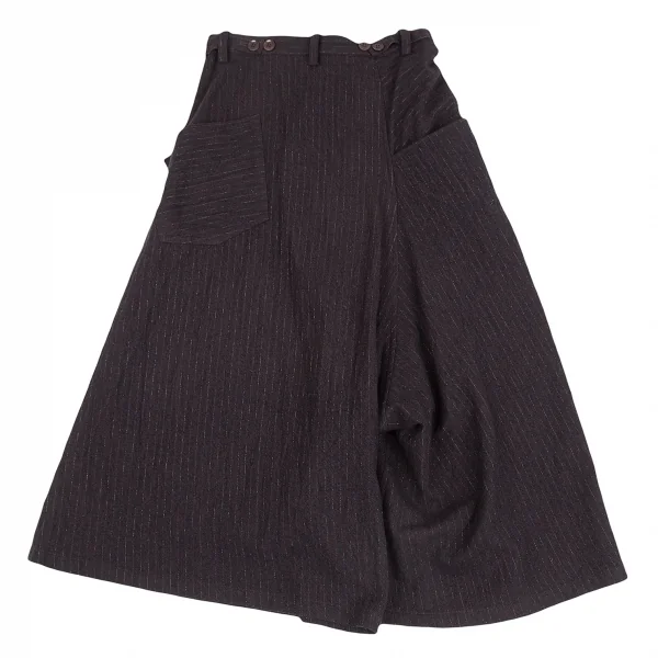 Y's Glitter Stripe Asymmetry Wool Dropped Crotch Pants K-128015_010