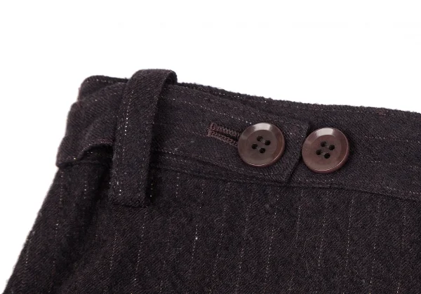 Y's Glitter Stripe Asymmetry Wool Dropped Crotch Pants K-128015_011