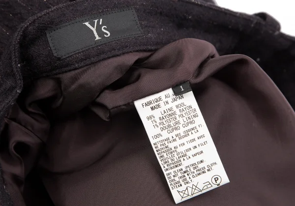 Y's Glitter Stripe Asymmetry Wool Dropped Crotch Pants K-128015_015