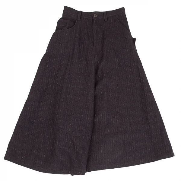 Y's Glitter Stripe Asymmetry Wool Dropped Crotch Pants K-128015_002