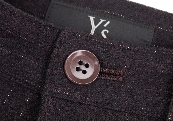 Y's Glitter Stripe Asymmetry Wool Dropped Crotch Pants K-128015_004