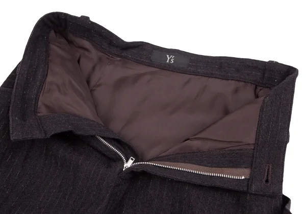 Y's Glitter Stripe Asymmetry Wool Dropped Crotch Pants K-128015_005