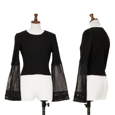 tricot COMME des GARCONS Wool Sheer Sleeve Switching Cropped Top