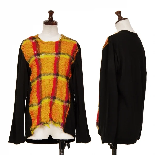 tricot COMME des GARCONS Wool Fulling Switchin Knit Top Black,Orange S-M K-128032_001