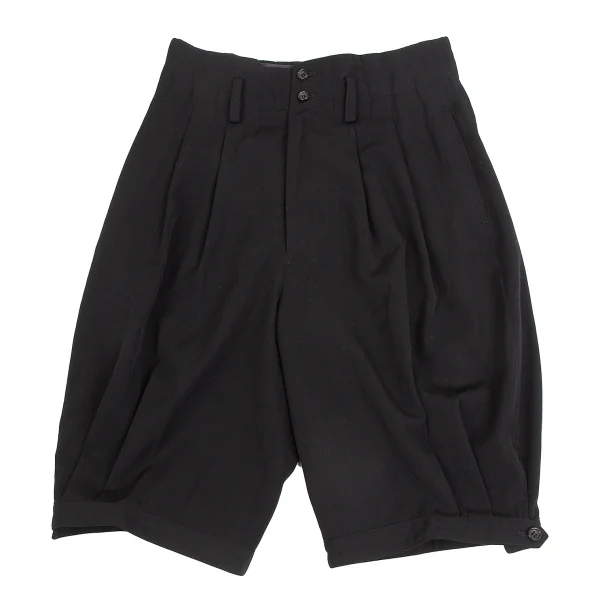 COMME des GARCONS Wool Gabardine Hem Tuck Button Shorts Black M K-128036_001